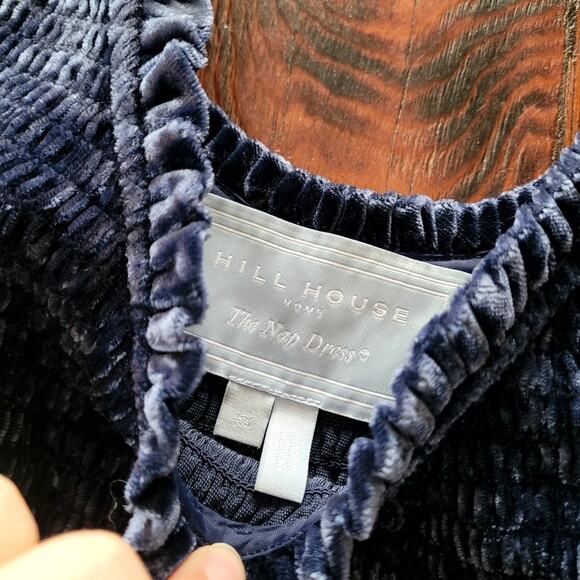 Hill House Blue Velvet Dress The Louisa Nap Dress Smocked Sz S - Picture 3 of 4